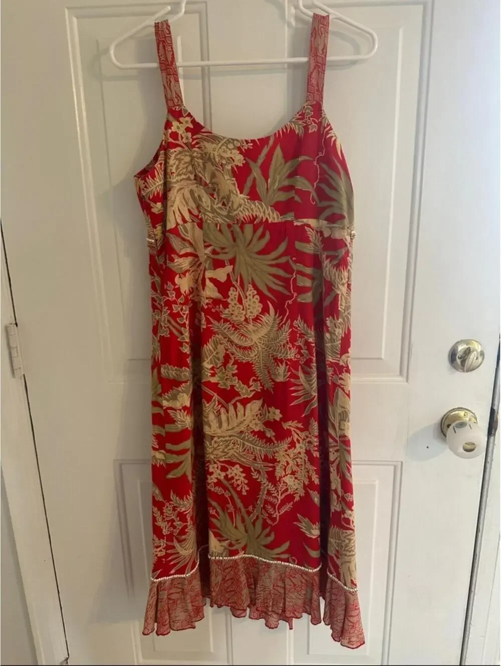 Haven Bleu Red Tropical Print Slip Dress Vintage Y2K Size M - Picture 5 of 6